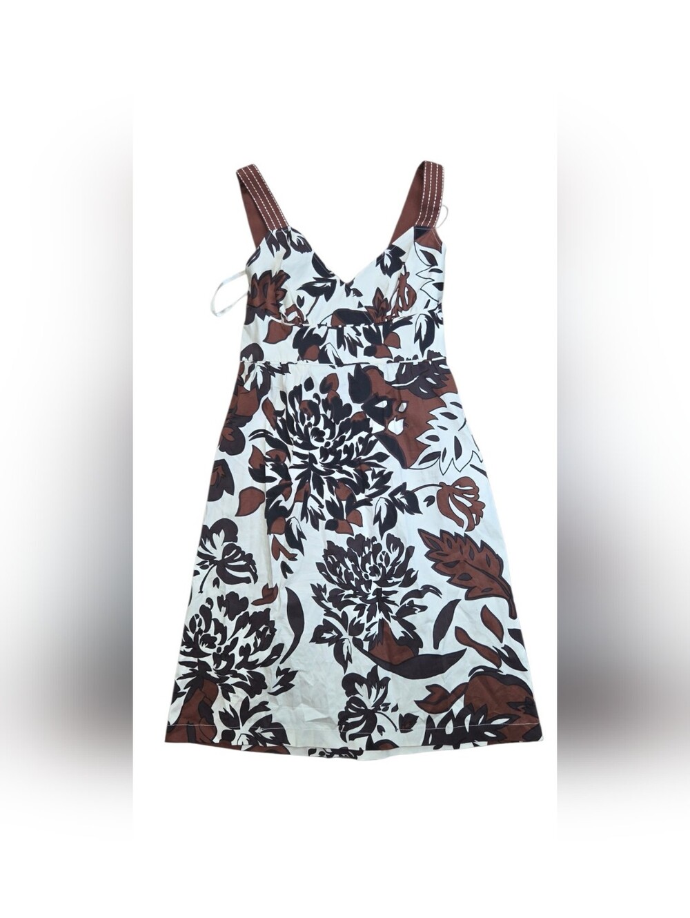a.n.a Cream Midi Dress with Brown Floral Print - Picture 10 of 13
